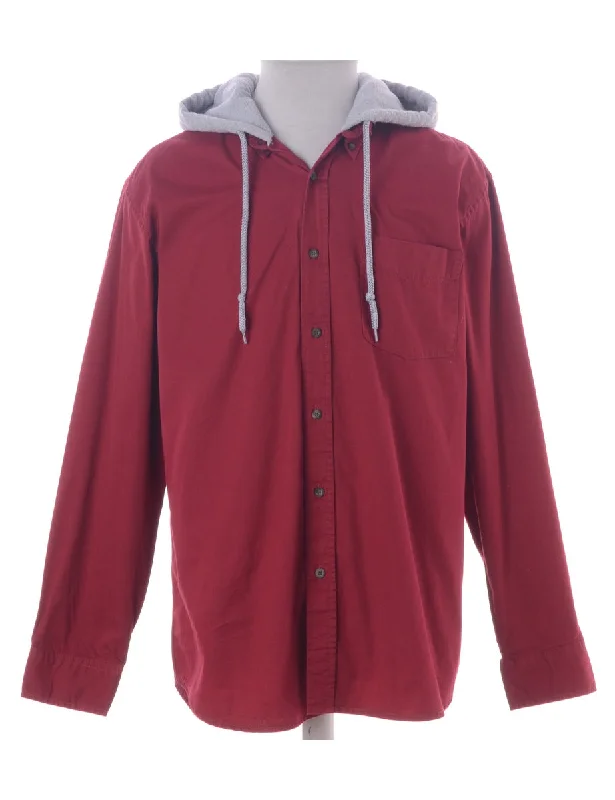 Label Burgundy Theo Hooded Shirt Hoodie with Logo Branding Identity