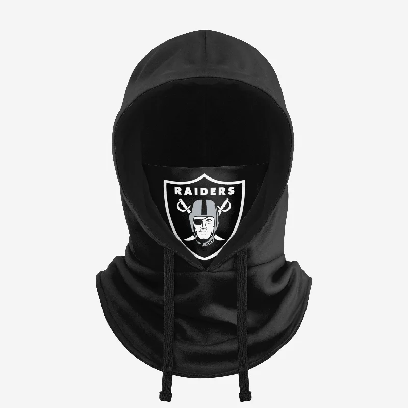 Las Vegas Raiders Black Drawstring Hooded Gaiter Hoodie with Relaxed Fit Easy Casual Las Vegas Raiders Black Drawstring Hooded Gaiter Hoodie with Relaxed Fit Easy Casual
