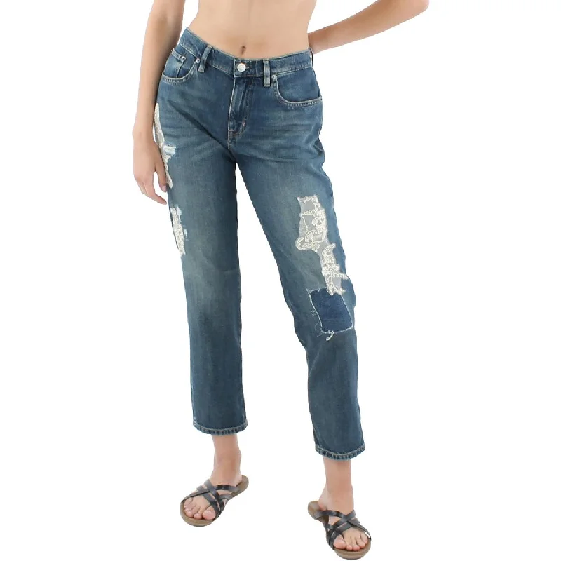 Lauren Ralph Lauren Womens Embellished Mid Rise Ankle Jeans Classic Blue Denim Jeans Lauren Ralph Lauren Womens Embellished Mid Rise Ankle Jeans Classic Blue Denim Jeans