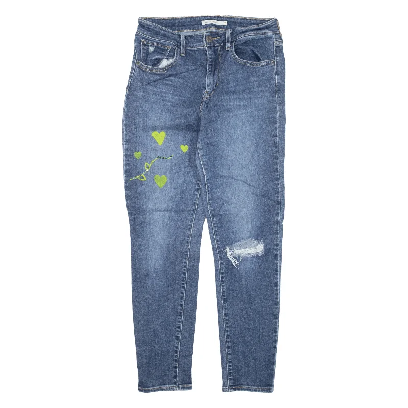 LEVI'S Customised 721 High Rise Distressed Jeans Blue Denim Slim Skinny Womens W28 L26 Comfortable Stretch Denim Jeans LEVI'S Customised 721 High Rise Distressed Jeans Blue Denim Slim Skinny Womens W28 L26 Comfortable Stretch Denim Jeans