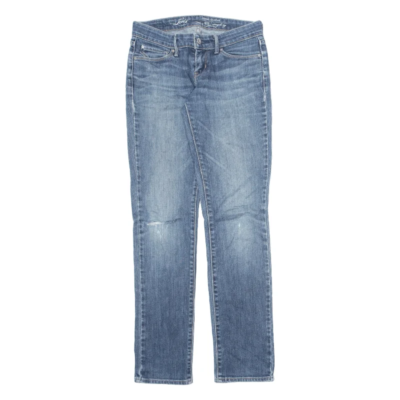 LEVI'S Demi Curve Distressed Jeans Blue Denim Slim Straight Stone Wash Womens W25 L30 Fashionable Straight Cut Jeans LEVI'S Demi Curve Distressed Jeans Blue Denim Slim Straight Stone Wash Womens W25 L30 Fashionable Straight Cut Jeans