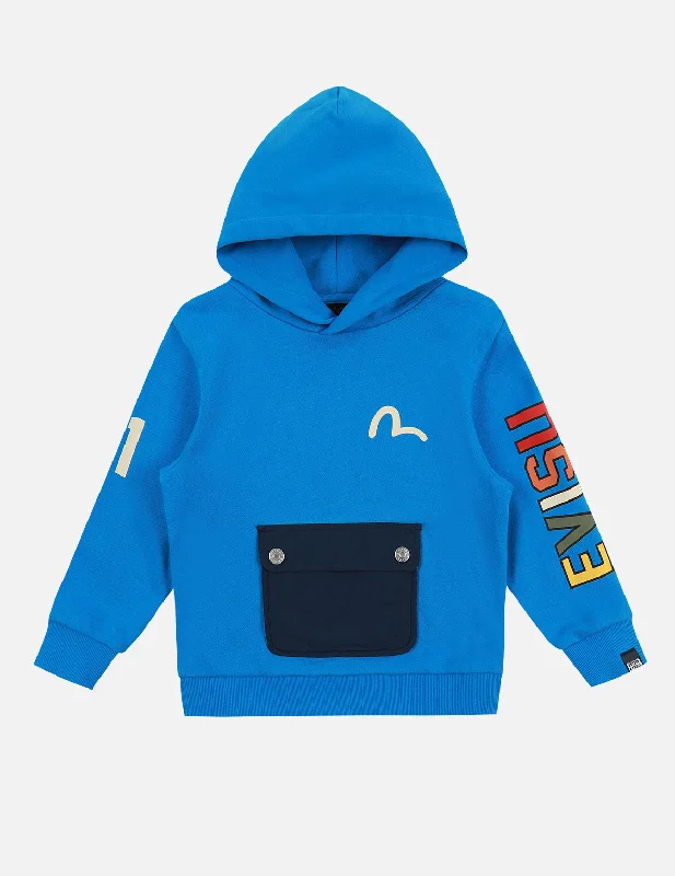Logo and Seagull Print Hoodie Hoodie with Mesh Breathable Sporty