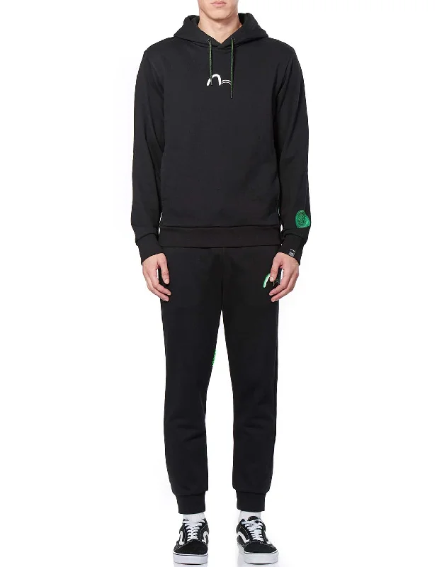 Logo Print Panelled Seagull Print Hoodie Hoodie with Zipper Versatile Modern