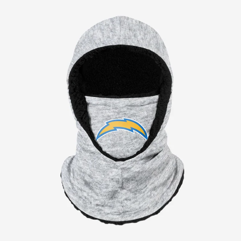 Los Angeles Chargers Heather Grey Big Logo Hooded Gaiter Hoodie with Slim Fit Tailored Modern Los Angeles Chargers Heather Grey Big Logo Hooded Gaiter Hoodie with Slim Fit Tailored Modern
