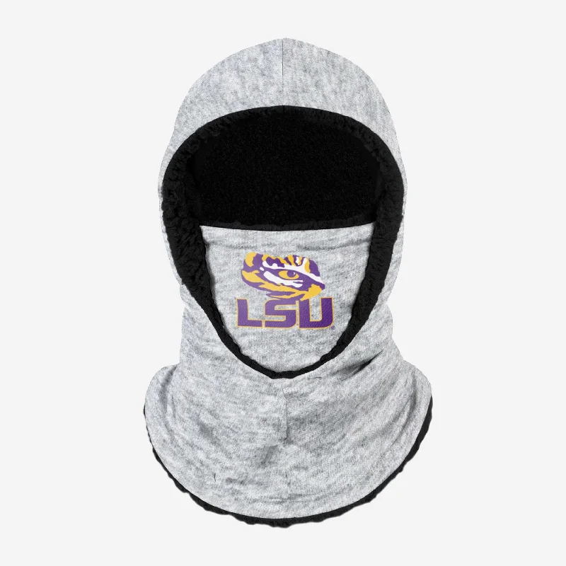 LSU Tigers Heather Grey Big Logo Hooded Gaiter Hoodie with Button Placket Classic Preppy LSU Tigers Heather Grey Big Logo Hooded Gaiter Hoodie with Button Placket Classic Preppy
