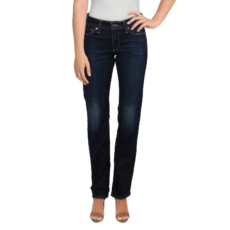 Lucky Brand Womens Mid-Rise Dark Wash Classic Straight Jeans Trendy Skinny High-Waist Jeans