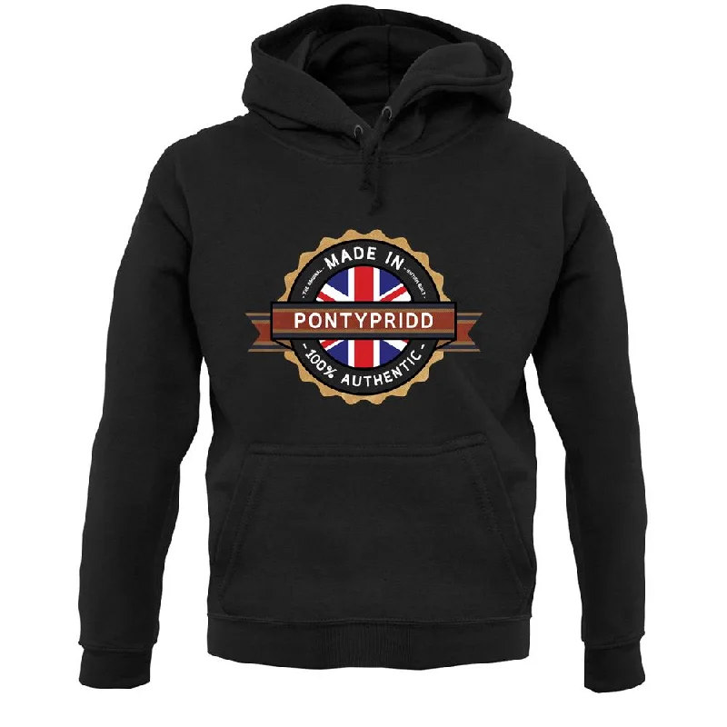Made In Pontypridd 100% Authentic Unisex Hoodie Hoodie with Longline Fit Extended Stylish Made In Pontypridd 100% Authentic Unisex Hoodie Hoodie with Longline Fit Extended Stylish