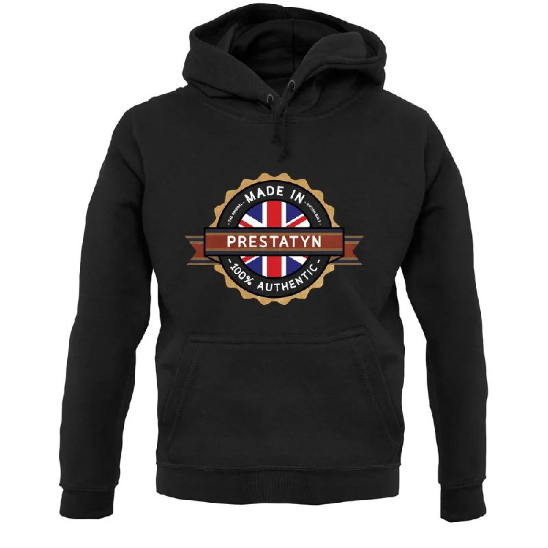 Made In Prestatyn 100% Authentic Unisex Hoodie Hoodie with Hem Ribbing Snug Secure