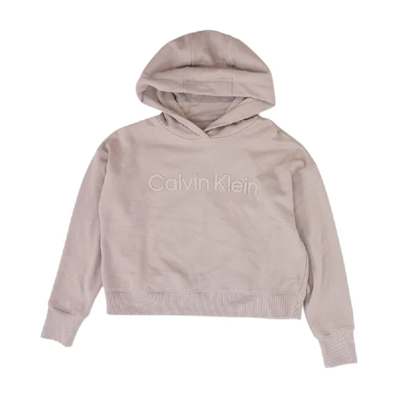 Mauve Solid Hoodie Hoodie with Hem Lace Feminine Delicate