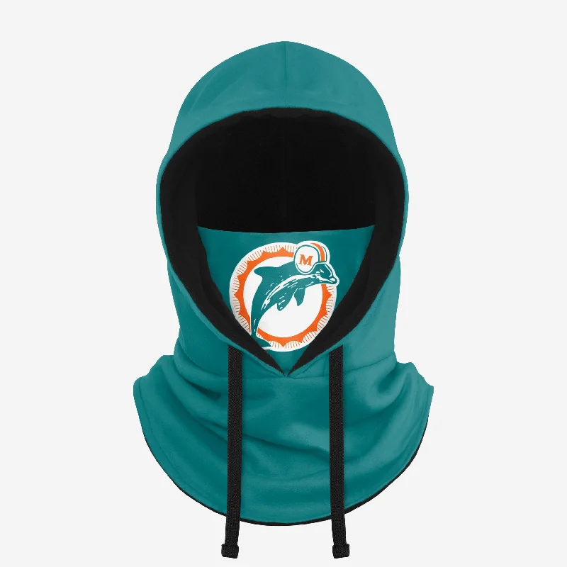Miami Dolphins Retro Drawstring Hooded Gaiter Hoodie with Illustration Artistic Creative
