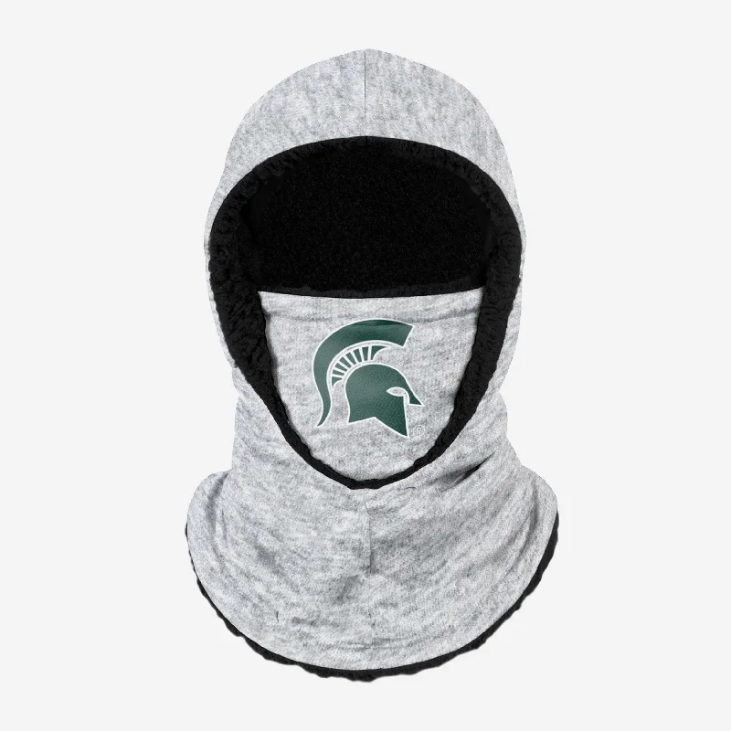 Michigan State Spartans Heather Grey Big Logo Hooded Gaiter Hoodie with Patch Decorative Personalized