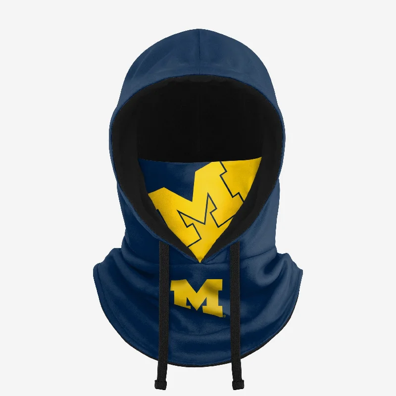 Michigan Wolverines Drawstring Hooded Gaiter Hoodie with Belted Waist Structured Tailored Michigan Wolverines Drawstring Hooded Gaiter Hoodie with Belted Waist Structured Tailored