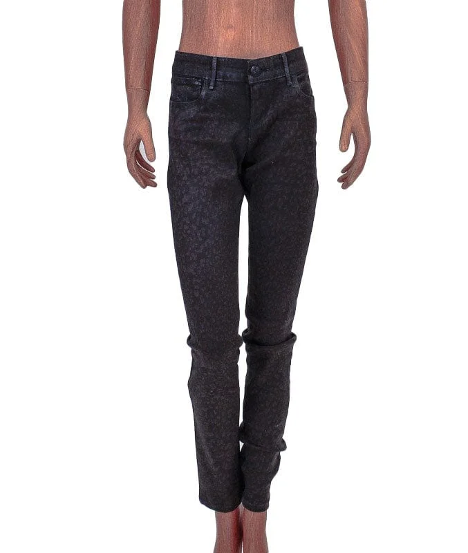 Mid-Rise "Alice" Subtle Cheetah Print Skinny Jeans Casual Loose Fit Jeans