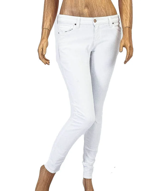 Mid-Rise Ankle Skinny Jeans Fashionable Raw Hemmed Jeans