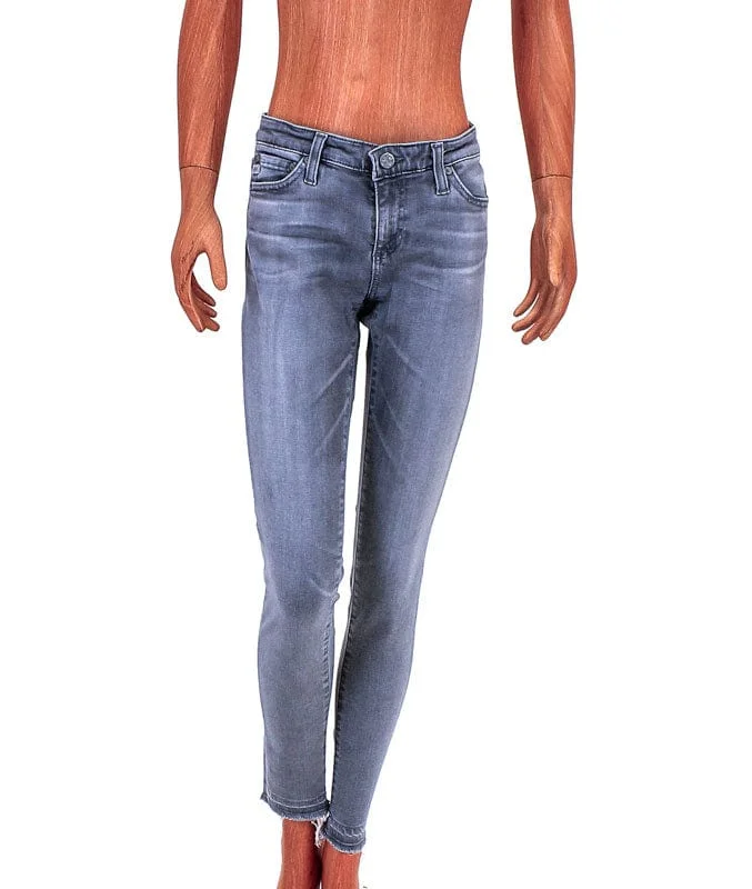 Mid-Rise Cropped Skinny Jeans in Grey Comfortable Mid-Rise Jeans