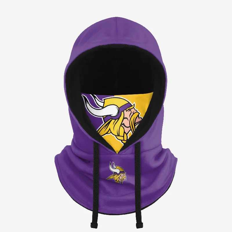 Minnesota Vikings Drawstring Hooded Gaiter Hoodie Jacket Zipper Layering