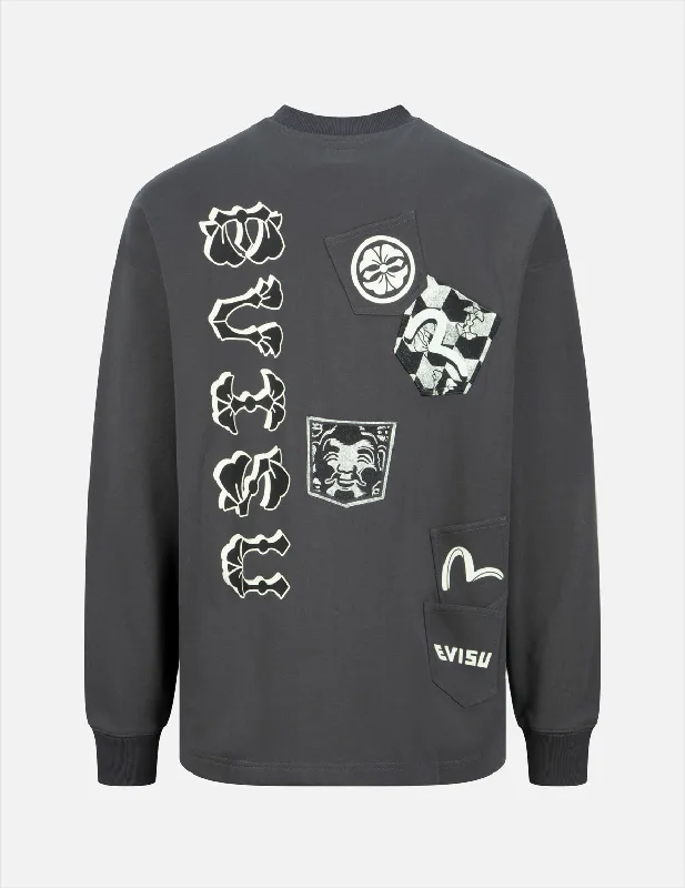 Multi-Pocket Loose Fit Sweatshirt Graphic Hoodie Design Print