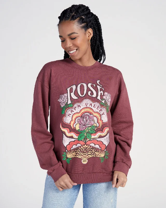 Napa Rose Sweatshirt Hoodie with Ribbed Hem Stretchable Secure