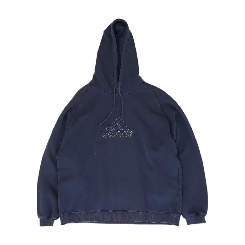 Navy Embroidery Detail Hoodie Hoodie with Velcro Closure Adjustable Secure