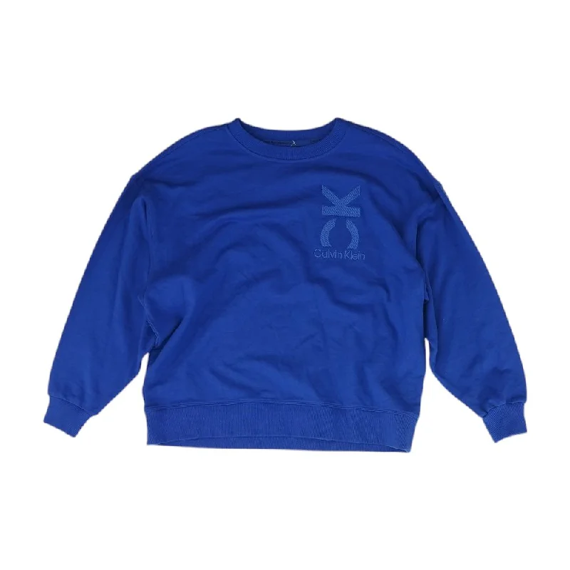 Navy Solid Sweatshirt Hoodie with Hem Frayed Vintage Worn