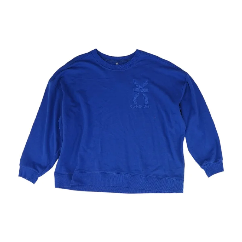 Navy Solid Sweatshirt Hoodie with Hem Frayed Vintage Worn