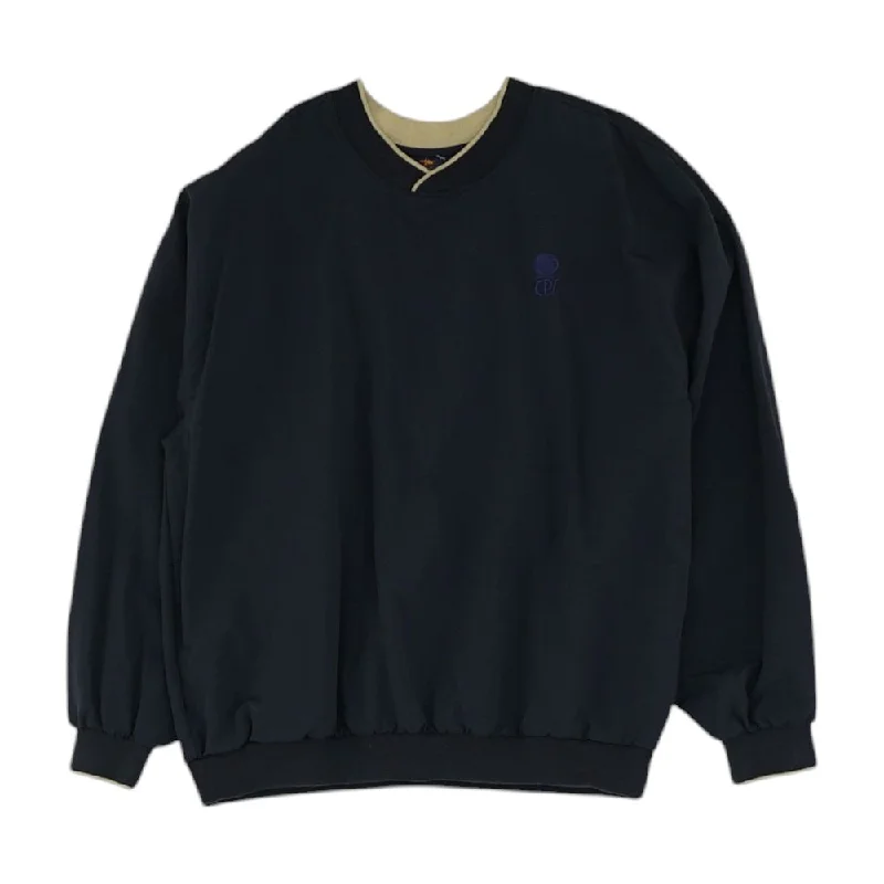Navy Solid Sweatshirt Pullover Hoodie with Full-Zip Functional Layering