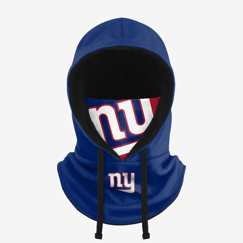 New York Giants Drawstring Hooded Gaiter Hoodie with Raw Hem Edgy Unfinished