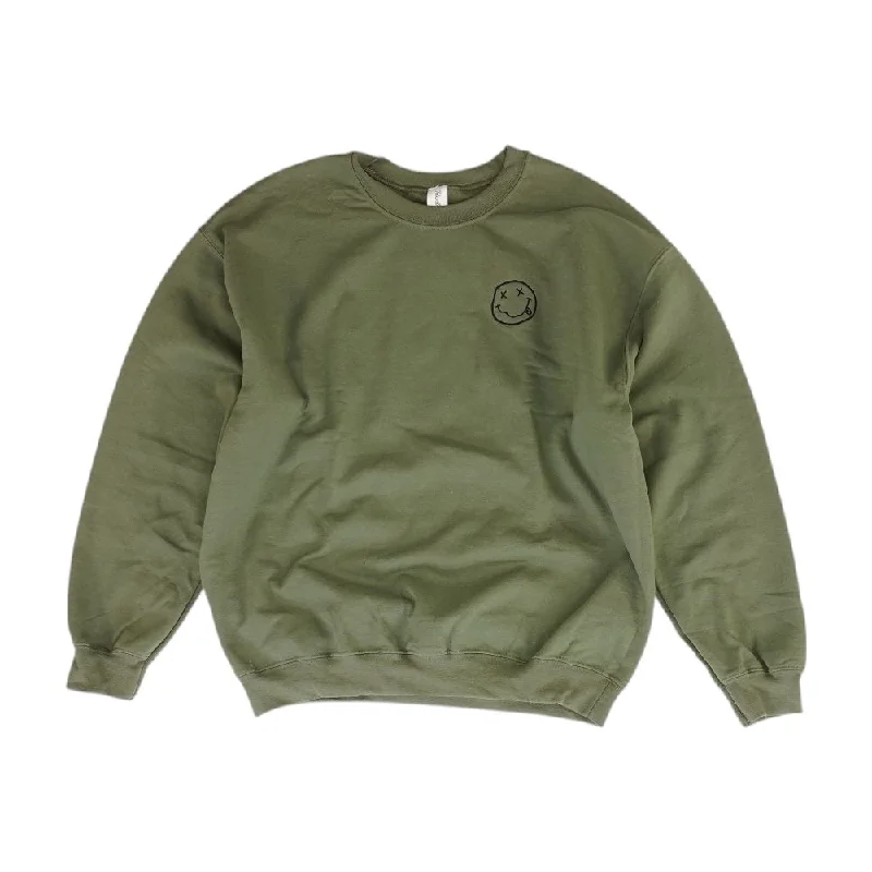 Olive Solid Sweatshirt Pullover Hoodie Jacket Zipper Layering
