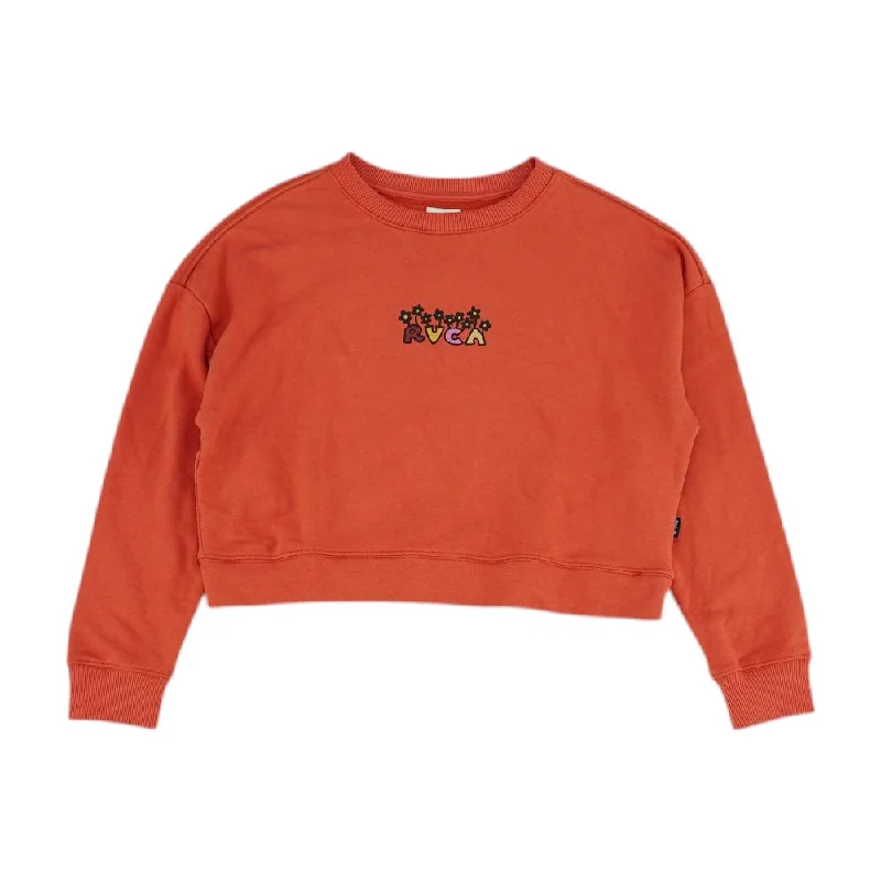 Orange Solid Sweatshirt Hoodie with Hem Detail Decorative Unique