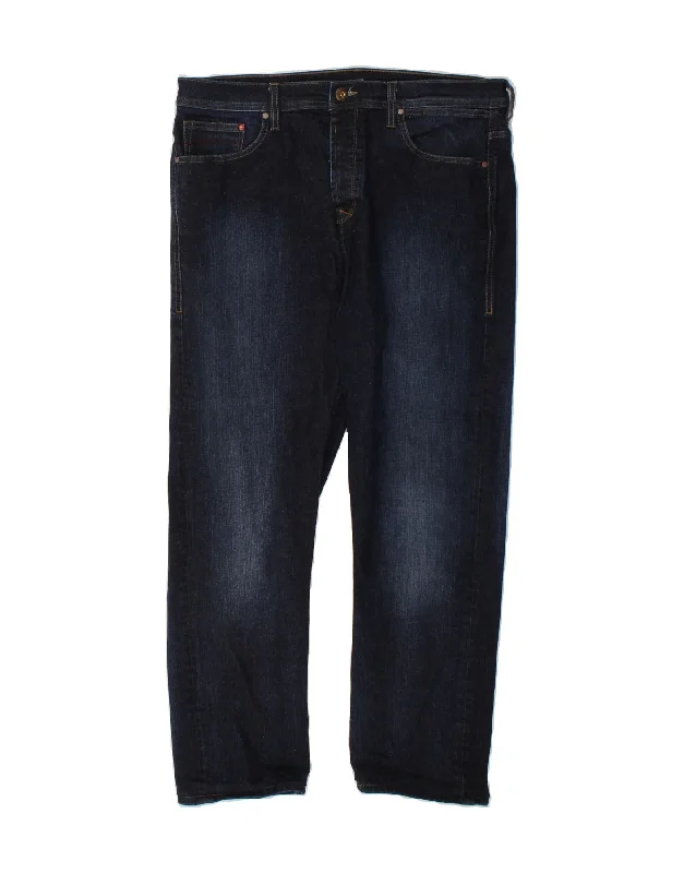PENGUIN Womens Straight Jeans W36 L27 Navy Blue Cotton Trendy Wide-Legged High-Waist Jeans PENGUIN Womens Straight Jeans W36 L27 Navy Blue Cotton Trendy Wide-Legged High-Waist Jeans