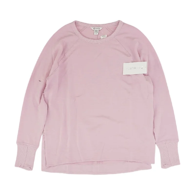 Pink Solid Sweatshirt Hoodie with Batwing Sleeves Loose Dramatic