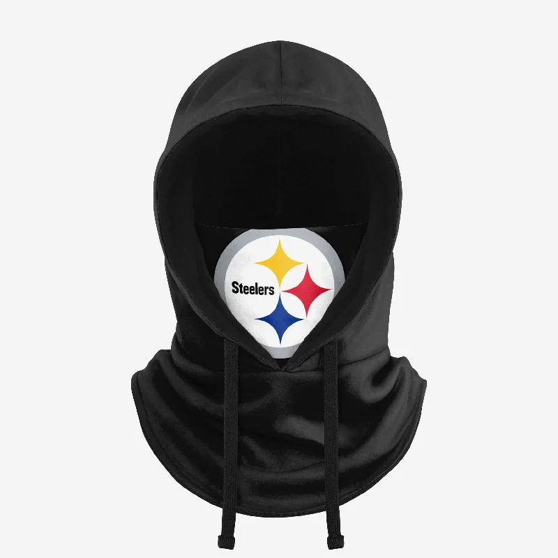 Pittsburgh Steelers Black Drawstring Hooded Gaiter Hoodie with Set-In Sleeves Structured Classic Pittsburgh Steelers Black Drawstring Hooded Gaiter Hoodie with Set-In Sleeves Structured Classic