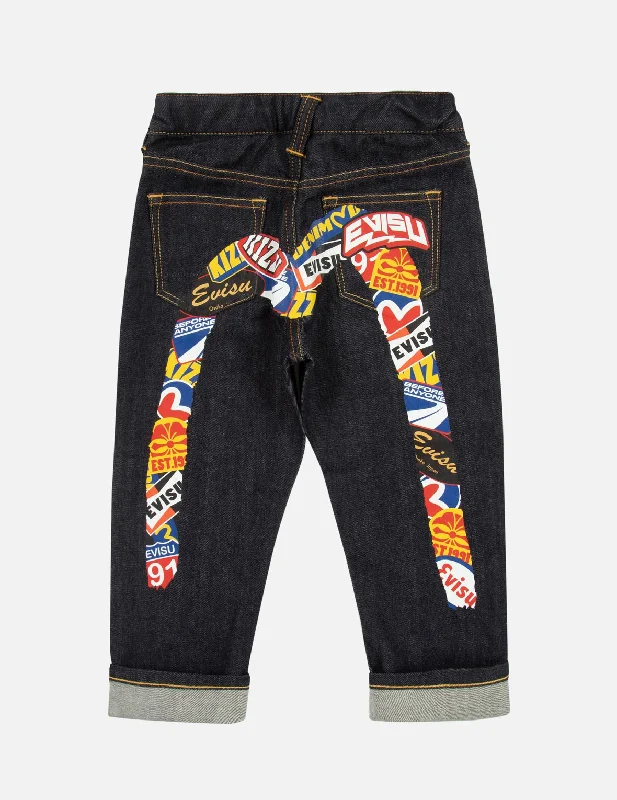 Racing Badge Daicock Print Regular Fit Denim Jeans Classic Button Fly Jeans