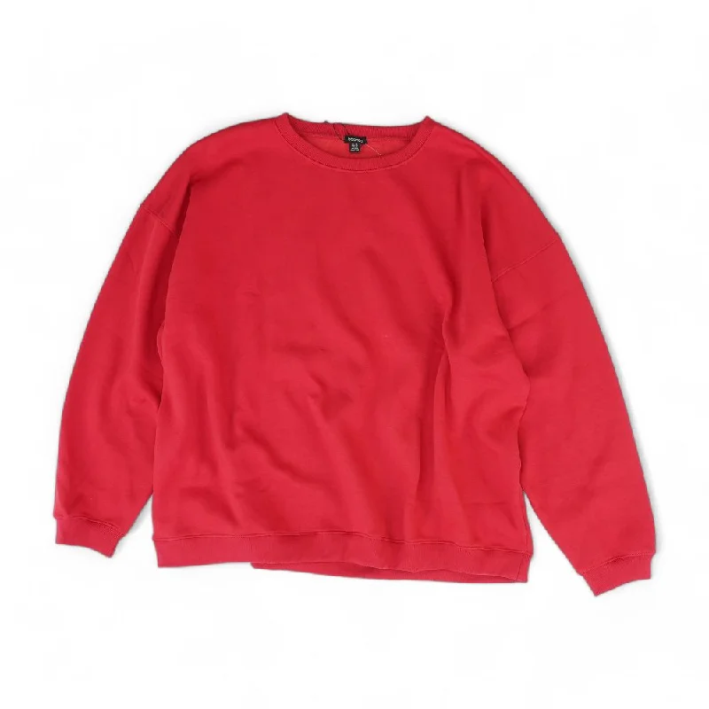 Red Solid Sweatshirt Hoodie with Stripes Bold Sporty