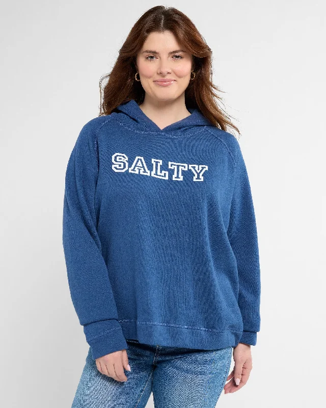 Plus Size Salty Graphic Hoodie Hoodie with Raw Hem Edgy Unfinished