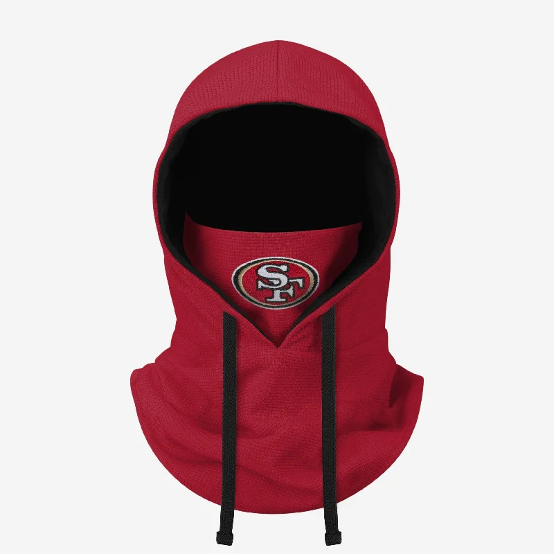 San Francisco 49ers Waffle Drawstring Hooded Gaiter Hoodie with High Neck Warm Protective San Francisco 49ers Waffle Drawstring Hooded Gaiter Hoodie with High Neck Warm Protective