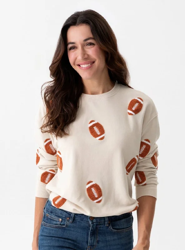 Football Sweatshirt | Putty Hoodie with Pastel Soft Subtle