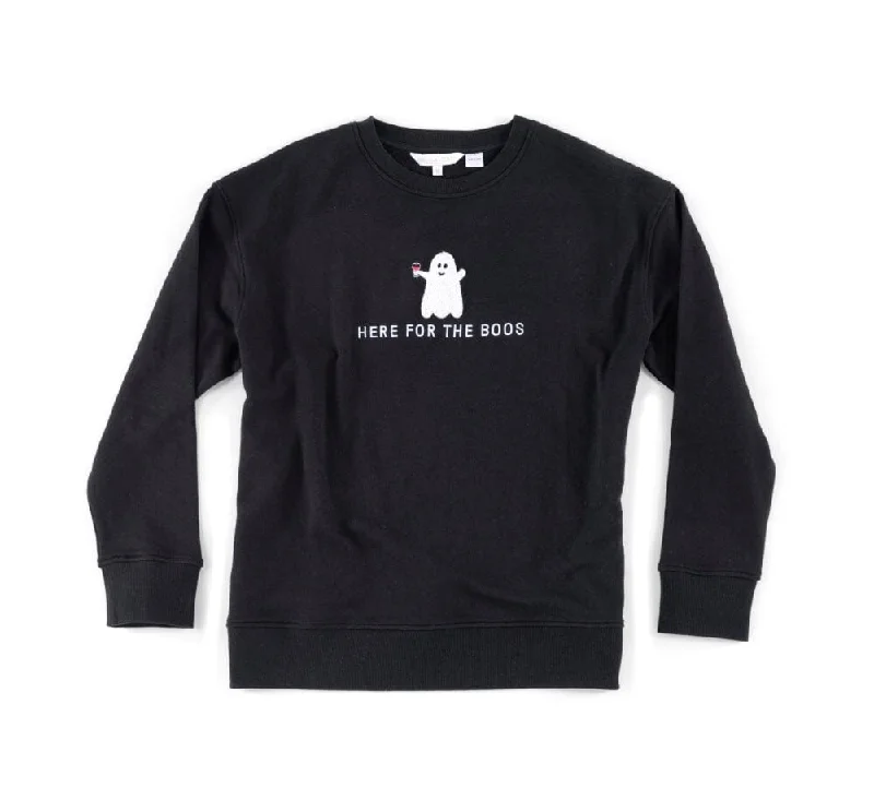 "Here For The Boos" Sweatshirt | Black Hoodie with High-Low Hem Asymmetrical Trendy