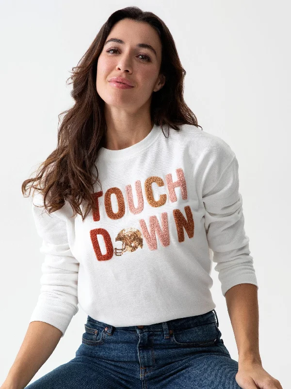 "Touchdown" Sweatshirt | Ivory Shiraleah Hoodie with Puffed Sleeves Voluminous Trendy "Touchdown" Sweatshirt | Ivory Shiraleah Hoodie with Puffed Sleeves Voluminous Trendy