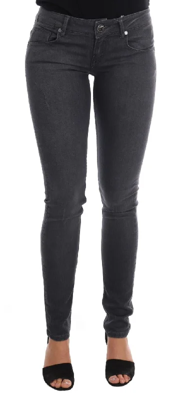 Acht Sleek Gray Slim-Fit Designer Jeans Trendy Low-Rise Bootcut Jeans
