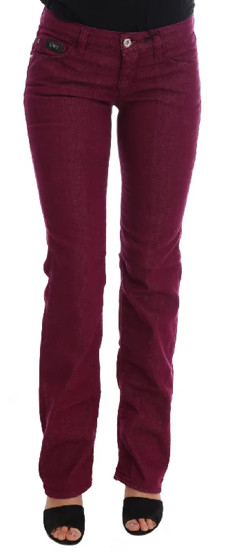 Costume National Sleek Red Straight Fit Luxury Jeans Trendy Skinny Fit Jeans