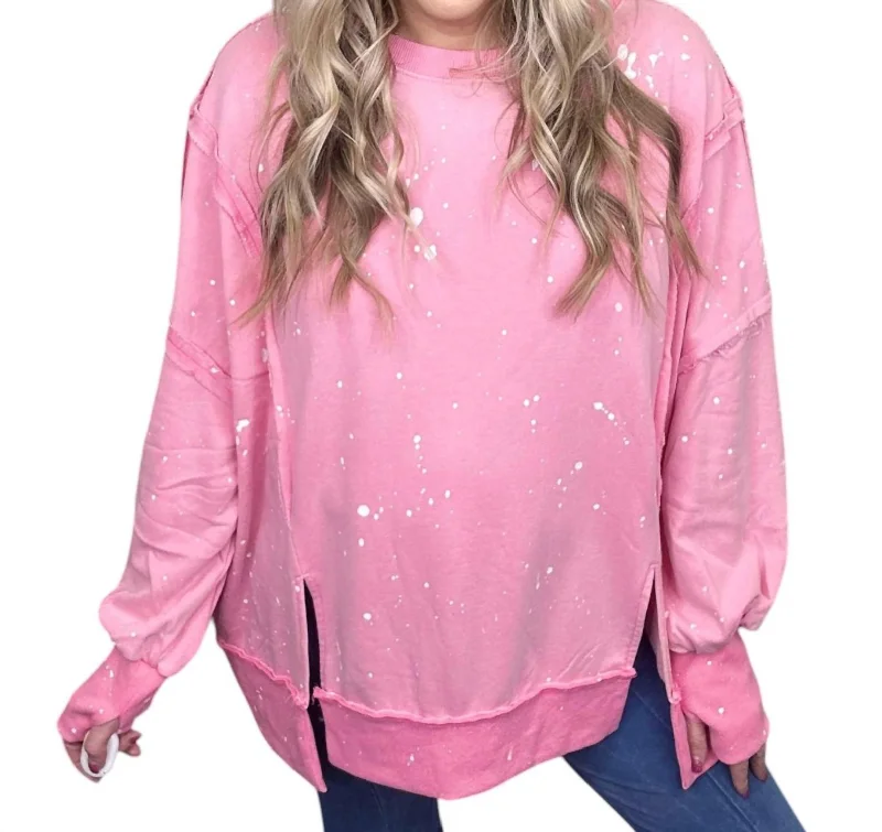 Splash Of Greatness Sweatshirt In Pink Hoodie with Sequins Glamorous Eye-catching