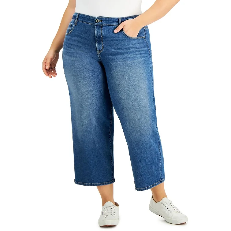 Style & Co. Womens Plus High Rise Slimming Wide Leg Jeans Cozy Relaxed Fit Jeans