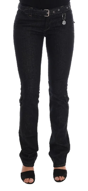 Costume National Svelte Dark Blue Cotton Slim Jeans Elegant High-Waisted Flared Jeans Costume National Svelte Dark Blue Cotton Slim Jeans Elegant High-Waisted Flared Jeans