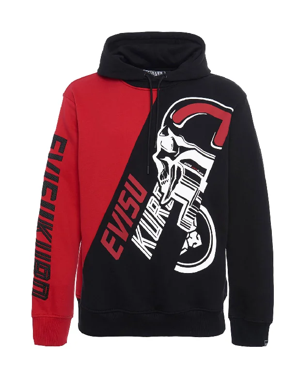 Color-blocking Dirt Bike-style Hoodie Hoodie with Patch Decorative Personalized