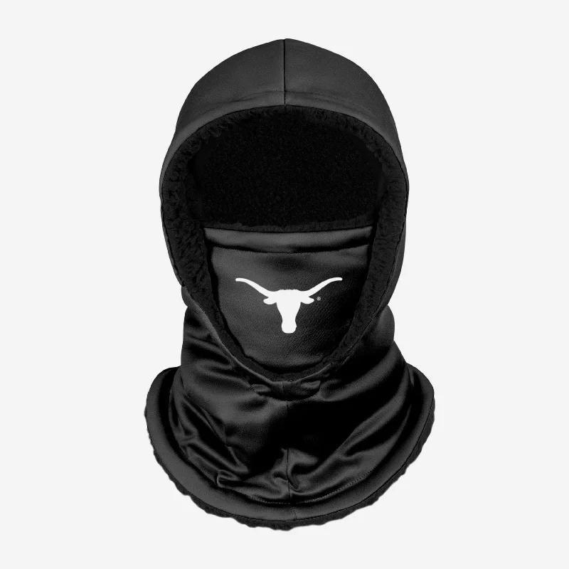 Texas Longhorns Black Hooded Gaiter Hoodie with Button Classic Timeless