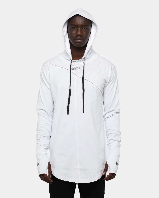 The Anti Order Unisex Irreversible Hoodie White Hoodie with Ribbed Hem Stretchable Secure
