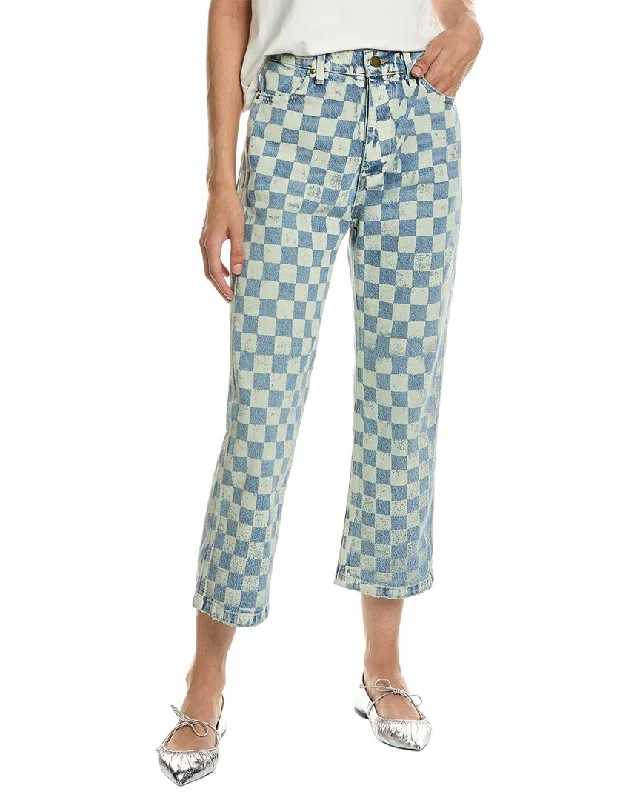 THE GREAT The Hero Indigo Check Stamp Jean Trendy Classic Fit Jeans