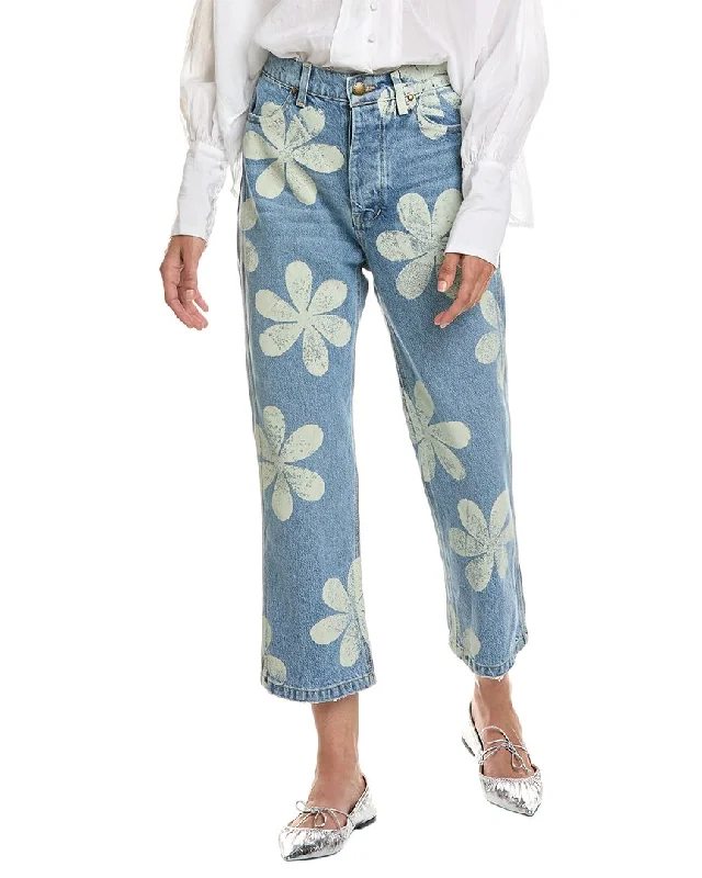 THE GREAT The Hero Indigo Daisy Stamp Jean Elegant Bootcut Fit Jeans