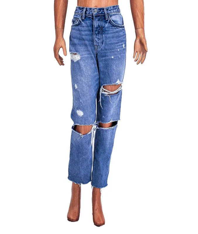 The "Karolina" High-Rise Distressed Skinny Jeans Classic Black Denim Jeans